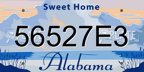 56527E3 Alabama License Plate