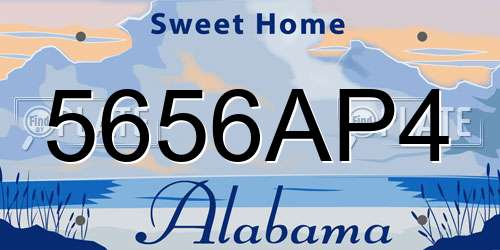 5656AP4 Alabama License Plate