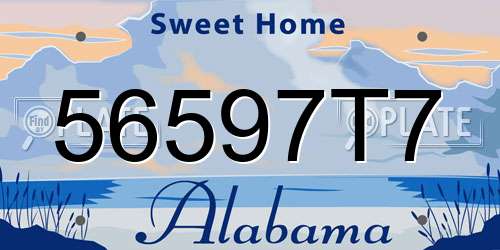 56597T7 Alabama License Plate