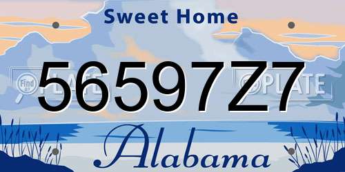 56597Z7 Alabama License Plate