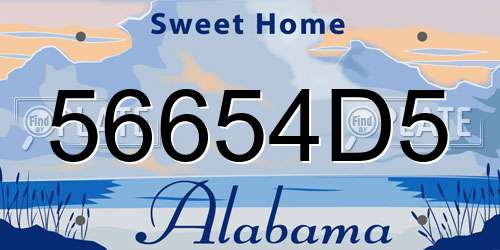 56654D5 Alabama License Plate