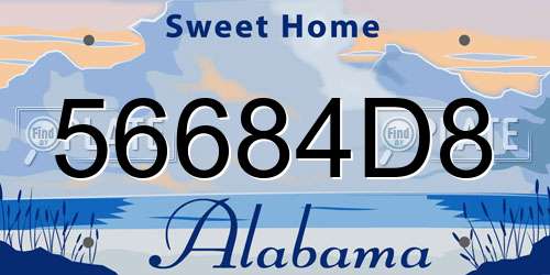 56684D8 Alabama License Plate