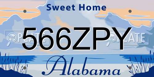 566ZPY Alabama License Plate