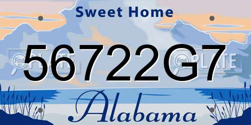 56722G7 Alabama License Plate
