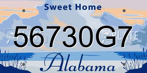 56730G7 Alabama License Plate