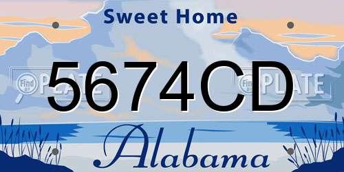 5674CD Alabama License Plate