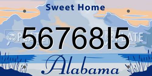 56768I5 Alabama License Plate