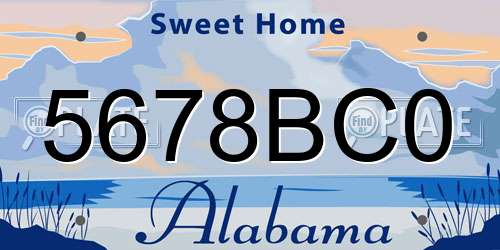 5678BC0 Alabama License Plate