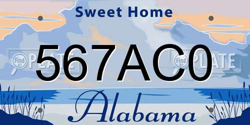 567AC0 Alabama License Plate