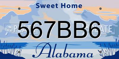 567BB6 Alabama License Plate
