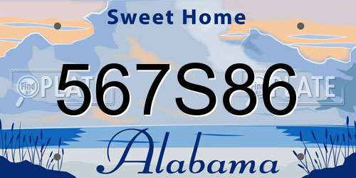 567S86 Alabama License Plate