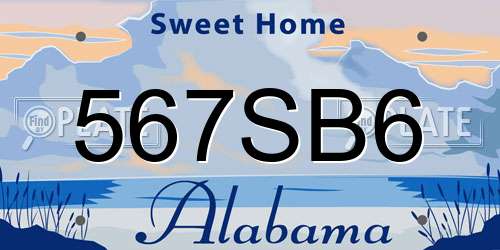 567SB6 Alabama License Plate