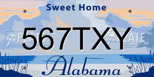 567TXY Alabama License Plate