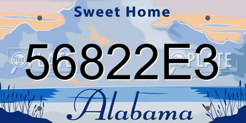 56822E3 Alabama License Plate
