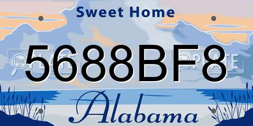 5688BF8 Alabama License Plate