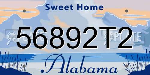 56892T2 Alabama License Plate
