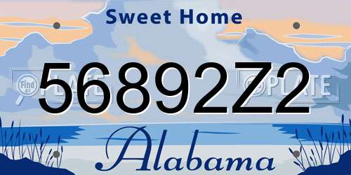 56892Z2 Alabama License Plate