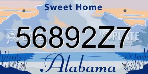 56892Z7 Alabama License Plate
