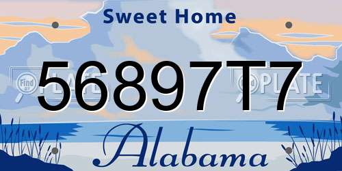 56897T7 Alabama License Plate