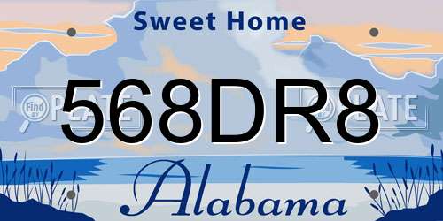 568DR8 Alabama License Plate