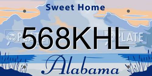 568KHL Alabama License Plate