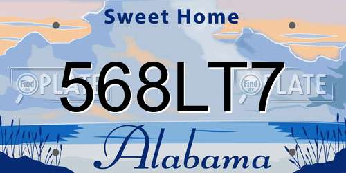 568LT7 Alabama License Plate