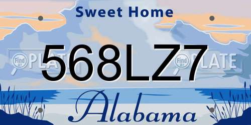 568LZ7 Alabama License Plate