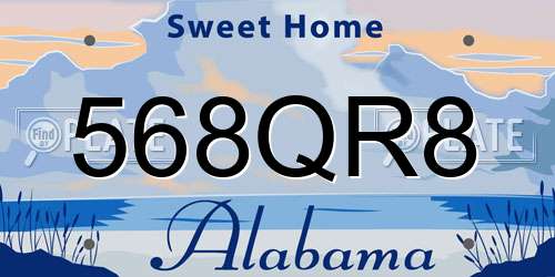 568QR8 Alabama License Plate