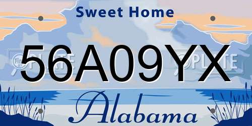 56A09YX Alabama License Plate