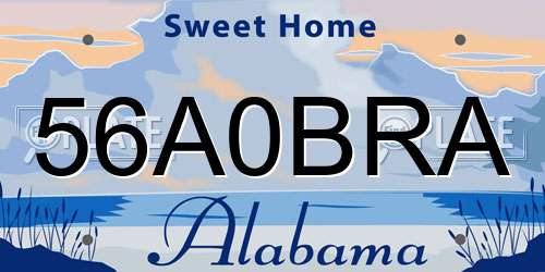 56A0BRA Alabama License Plate