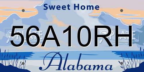 56A10RH Alabama License Plate