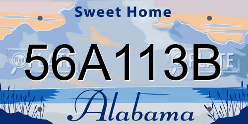 56A113B Alabama License Plate