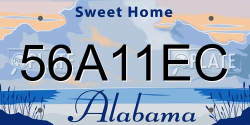 56A11EC Alabama License Plate