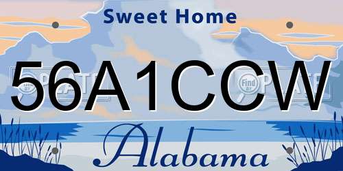 56A1CCW Alabama License Plate