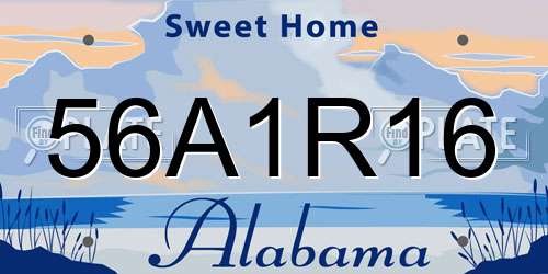 56A1R16 Alabama License Plate