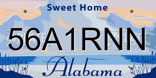 56A1RNN Alabama License Plate