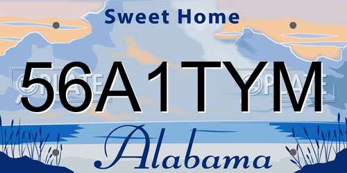 56A1TYM Alabama License Plate
