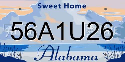 56A1U26 Alabama License Plate