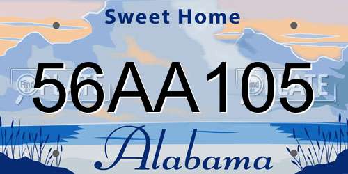 56AA105 Alabama License Plate