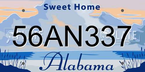 56AN337 Alabama License Plate