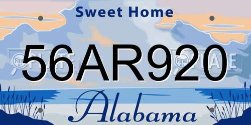 56AR920 Alabama License Plate