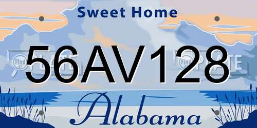 56AV128 Alabama License Plate
