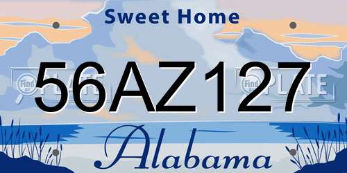 56AZ127 Alabama License Plate