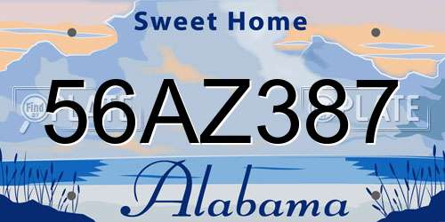 56AZ387 Alabama License Plate