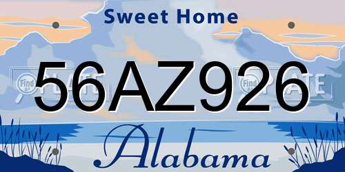56AZ926 Alabama License Plate