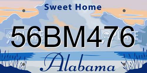 56BM476 Alabama License Plate
