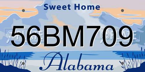56BM709 Alabama License Plate