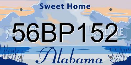 56BP152 Alabama License Plate