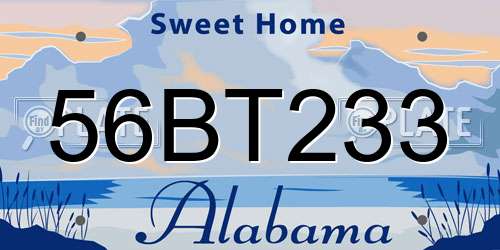 56BT233 Alabama License Plate