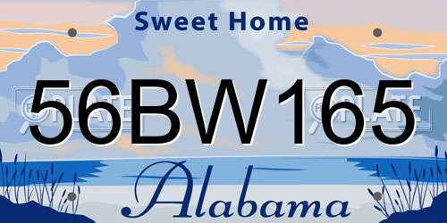 56BW165 Alabama License Plate